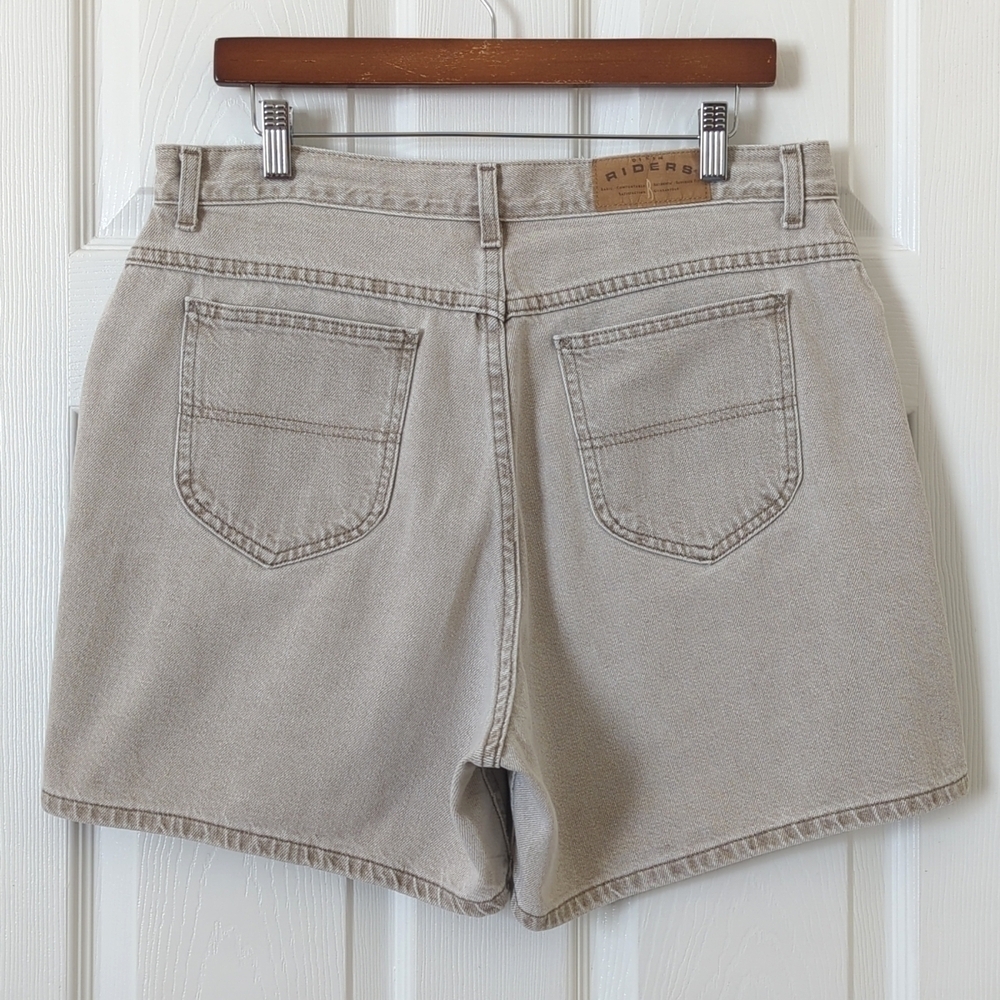 Riders 90's Vintage Classic High Waisted Relaxed Fit Denim Jean Shorts Beige 34 - Picture 11 of 13
